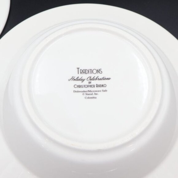 2 Christopher Radko Traditions Holiday Celebrations Rimmed Soup Bowls - Picture 7 of 7